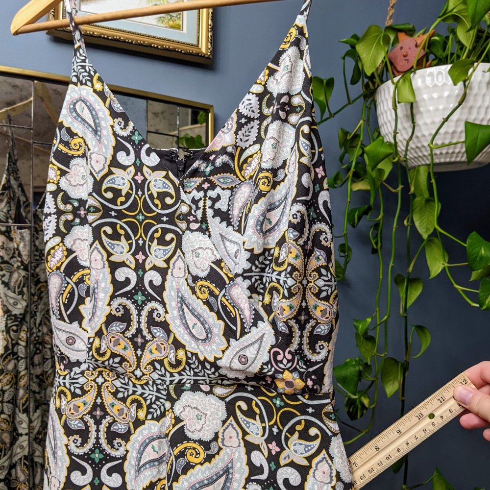 Loft Paisley Jumpsuit with Pockets. Black, White, Pink, Yellow, Green